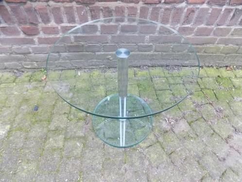 Bijzettafel glas jaren 80 eighties vintage retro Metaform, Huis en Inrichting, Woonaccessoires | Overige, Gebruikt, Ophalen