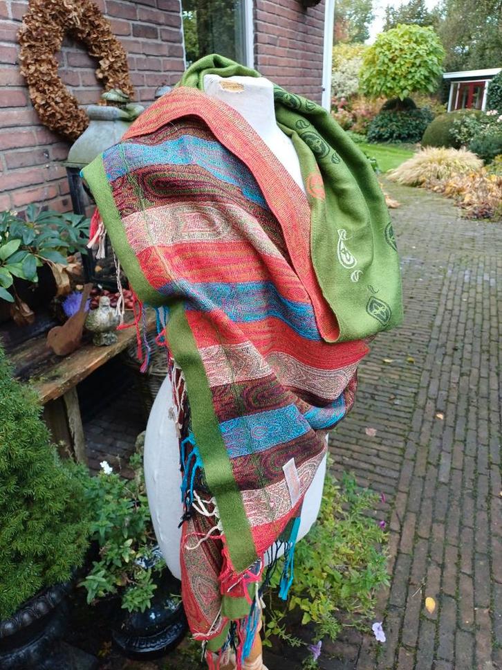 Mooie Pashmina Sjaal omslagdoek shawl zijde wol cashmere, Kleding | Dames, Mutsen, Sjaals en Handschoenen, Zo goed als nieuw, Pashmina