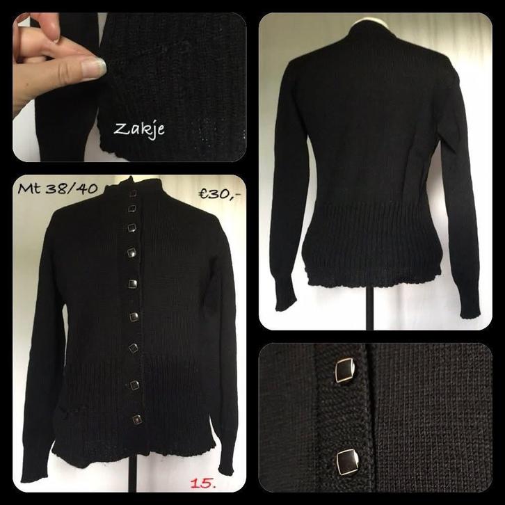 15. Vintage vest mt 38/40, Kleding | Dames, Truien en Vesten, Gedragen, Maat 38/40 (M), Zwart, Verzenden