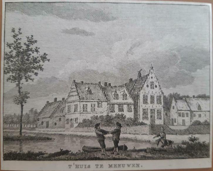 11 / Huis te Meeuwen Kopergravure ca 1790, Antiek en Kunst, Kunst | Etsen en Gravures, Ophalen of Verzenden