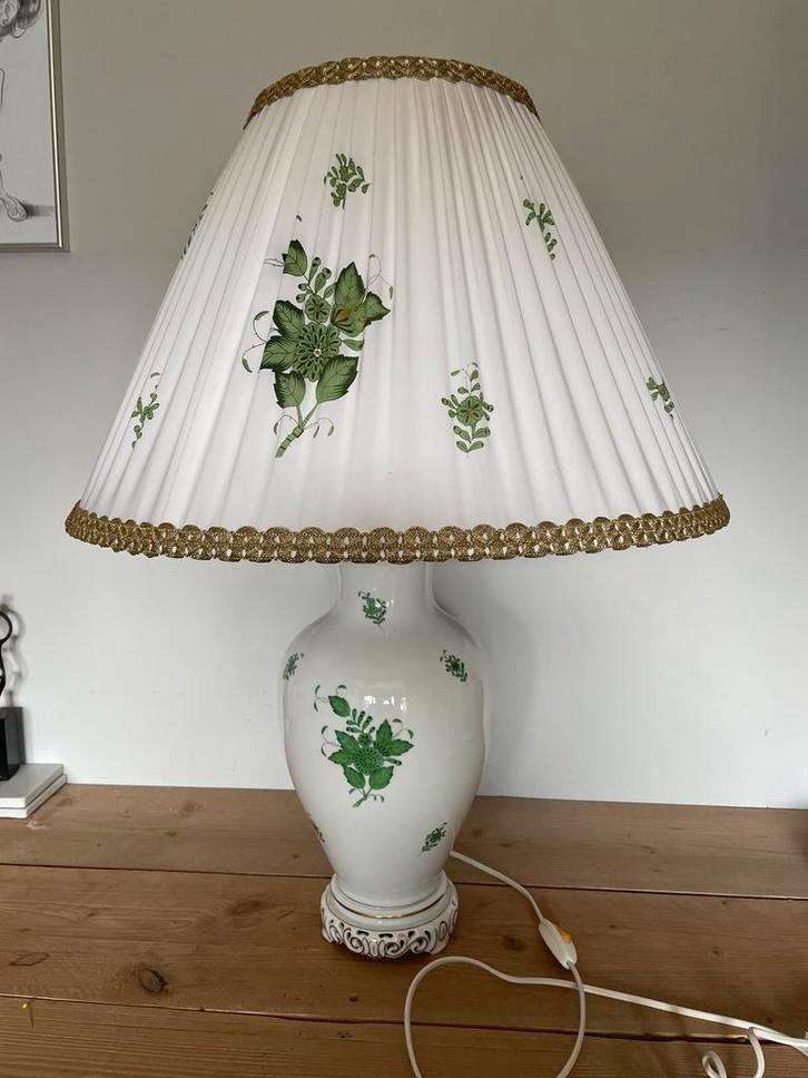 Herend porseleinen Lamp Apponyi Groen met Kap, Antiek en Kunst, Antiek | Porselein, Ophalen of Verzenden