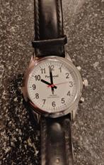 Personal Talking Horloge - Zwart Leer, Sieraden, Tassen en Uiterlijk, Horloges | Heren, Overige merken, Staal, Polshorloge, Ophalen of Verzenden