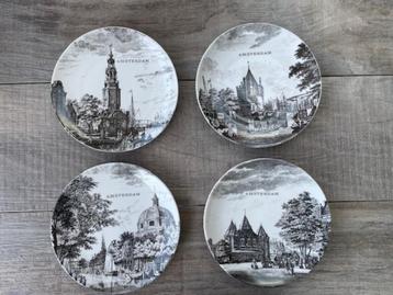 Amsterdam bordjes, Focke & Meltzer.  4 bordjes. beschikbaar voor biedingen