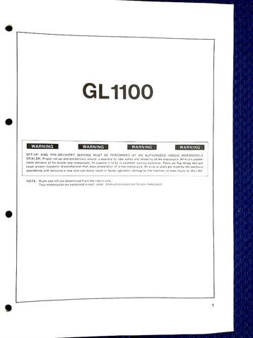 Honda GL1100 1980 Set-up Instructions beschikbaar voor biedingen