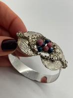 A466 Prachtige zilveren brutalist armband, Sieraden, Tassen en Uiterlijk, Ophalen of Verzenden, Zilver, Armband, Met edelsteen