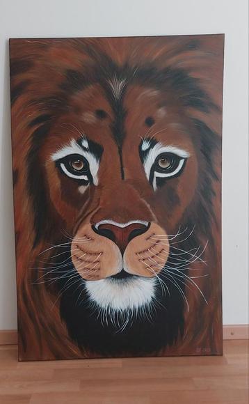 Leeuw  geschilderd 115x75cm (eigen wetk) beschikbaar voor biedingen