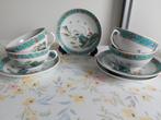 4 Chinese porseleinen Thee kop en schotels "Familie Verte", Ophalen of Verzenden, Zo goed als nieuw, Overige stijlen, Kop(pen) en/of Schotel(s)