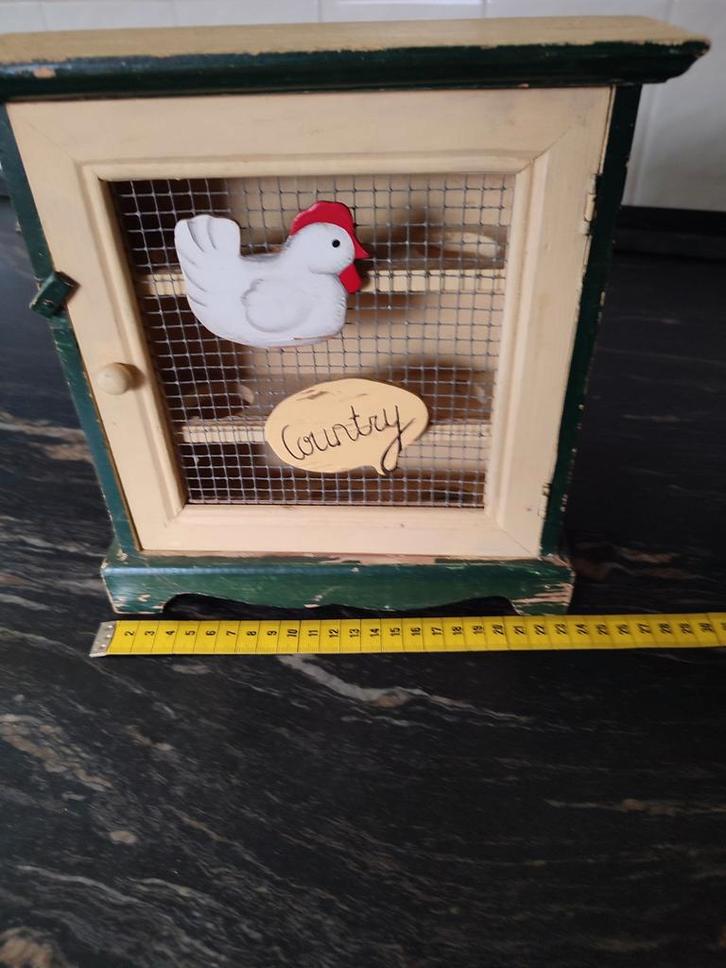 Vintage Houten Eierkastje - Landelijke Stijl, Huis en Inrichting, Woonaccessoires | Kisten, Gebruikt, Minder dan 50 cm, Minder dan 50 cm