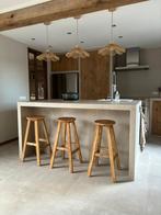 Massief teakhouten vintage barkrukken rond nieuw op voorraad, Ophalen of Verzenden, Nieuw, 75 m² of meer, Parket