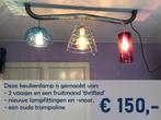 Unieke plafondlamp van trampoline, vaasjes en fruitmand, Huis en Inrichting, Lampen | Hanglampen, Ophalen, Gebruikt, Metaal, 50 tot 75 cm