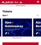 2 kaarten bij elkaar Ajax - Galatasaray vak 426, Twee personen, November
