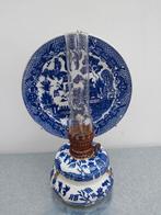 Vintage set: olielampje en bordje in stijl van Delfts blauw, Antiek en Kunst, Ophalen of Verzenden
