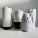 Fifties vazen keramiek wit bruin Boonstra? Ravelli?, Ophalen of Verzenden