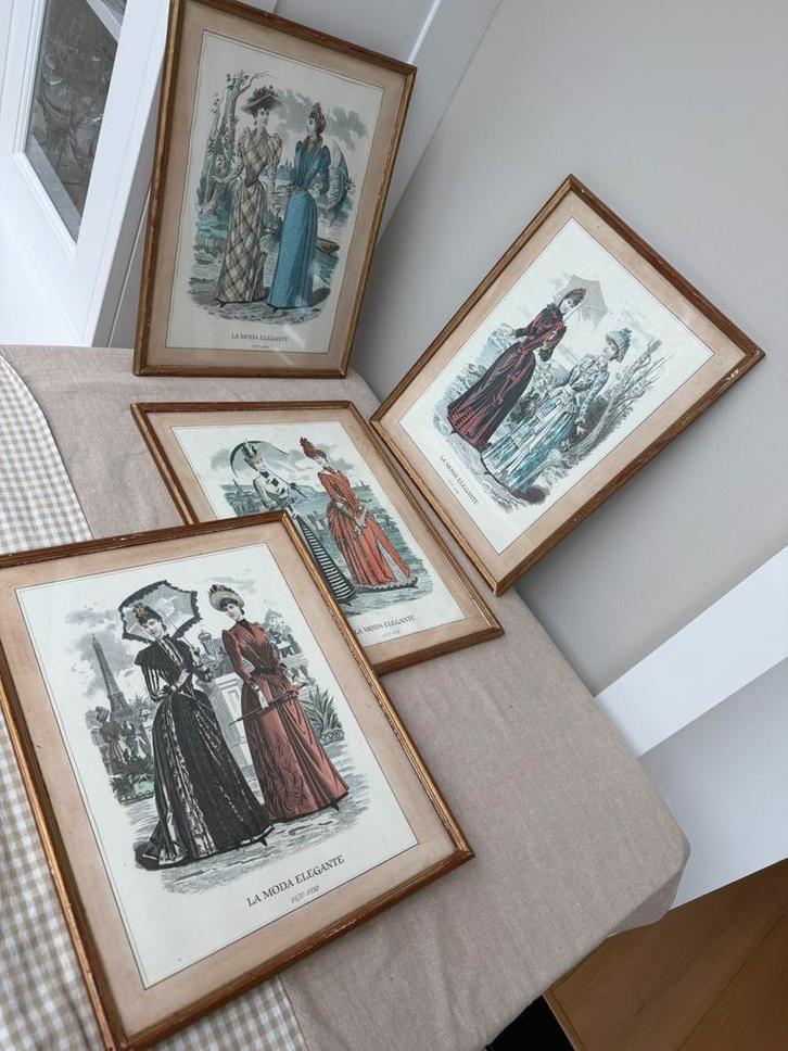 Brocant Franse schilderijtjes, Antiek en Kunst, Curiosa en Brocante, Ophalen of Verzenden