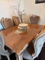 Eettafel met 6 luxe stoelen uit perzie in goede staat, Ophalen, Gebruikt, 4 tot 6 stoelen