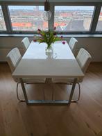Jysk eettafel en 4 Hammel stoelen wit, Huis en Inrichting, Tafels | Eettafels, Ophalen, 50 tot 100 cm, Zo goed als nieuw, 150 tot 200 cm
