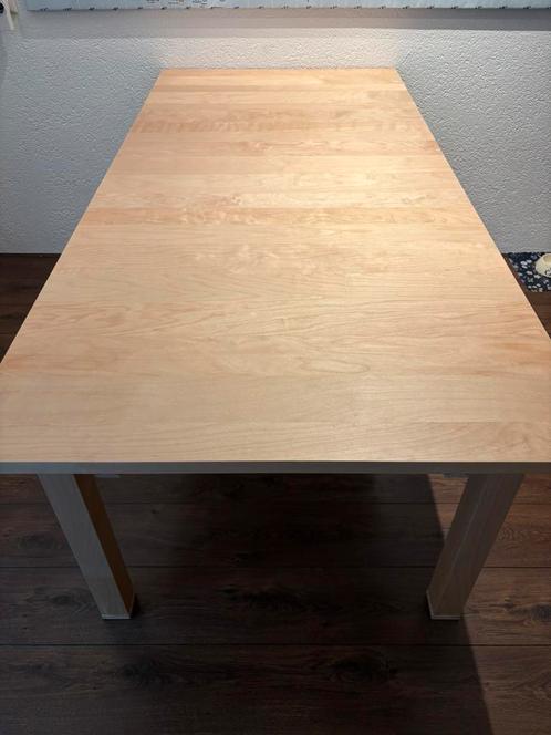 Uitschuifbare eettafel 140 tot 220 x 84cm berkenfineer, Huis en Inrichting, Tafels | Eettafels, Zo goed als nieuw, 50 tot 100 cm