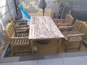 Eettafel met 4 stoelen, tuinset van Bois le Duc, teac beschikbaar voor biedingen