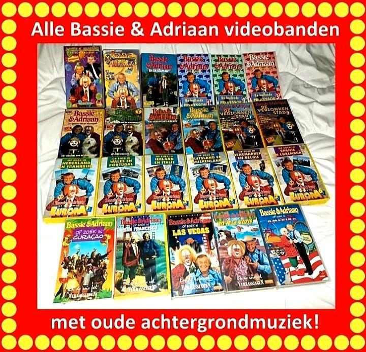 Bassie en Adriaan videobanden met oude achtergrondmuziek, Cd's en Dvd's, VHS | Kinderen en Jeugd, Zo goed als nieuw, Kinderprogramma's en -films
