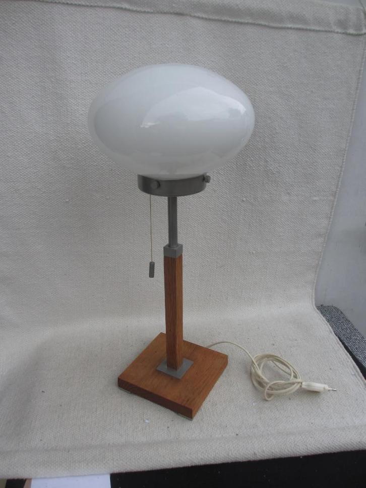 Zeldzame Läreda tafellamp Ikea jaren 80, Huis en Inrichting, Lampen | Tafellampen, Gebruikt, 50 tot 75 cm, Glas, Hout, Ophalen of Verzenden