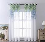 Witte Inbetween Gordijnen Met Blauw Groene Bladeren Vitrage, Verzenden, Nieuw, Groen