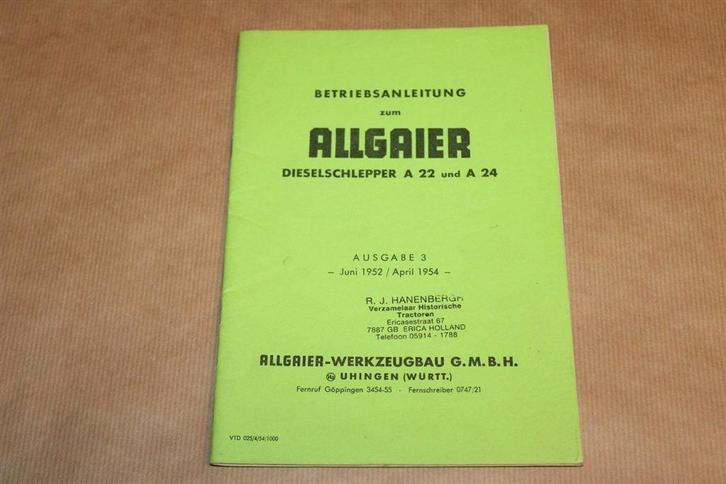 Zeldzame handleiding Allgaier tractor 1954, Boeken, Vervoer en Transport, Zo goed als nieuw, Tractor en Landbouw, Ophalen of Verzenden