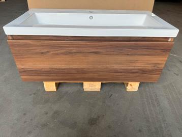 Showroom badmeubel 100cm 1 lade katania eik met ledspiegel beschikbaar voor biedingen