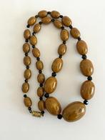 Mos Groenen Bakeliet/Catalin Ketting zwarte tussen kraaltjes, Sieraden, Tassen en Uiterlijk, Verzenden, Gebruikt, Overige kleuren