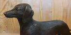 Bronzen beeld / TECKEL / 35 cm lang / tekkel / reu, Tuin en Terras, Tuinbeelden, Dierenbeeld, Info@huisentuindecoratiemarie.nl