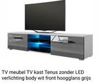 Tv meubel grijs hoogglans met glasplaat zonder verlichting, Huis en Inrichting, Minder dan 100 cm, 25 tot 50 cm, 100 tot 150 cm