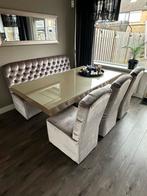 Luxe Eethoek met Zitbank en 3 Stoelen, Huis en Inrichting, Ophalen of Verzenden, Zo goed als nieuw, Minder dan 4 stoelen