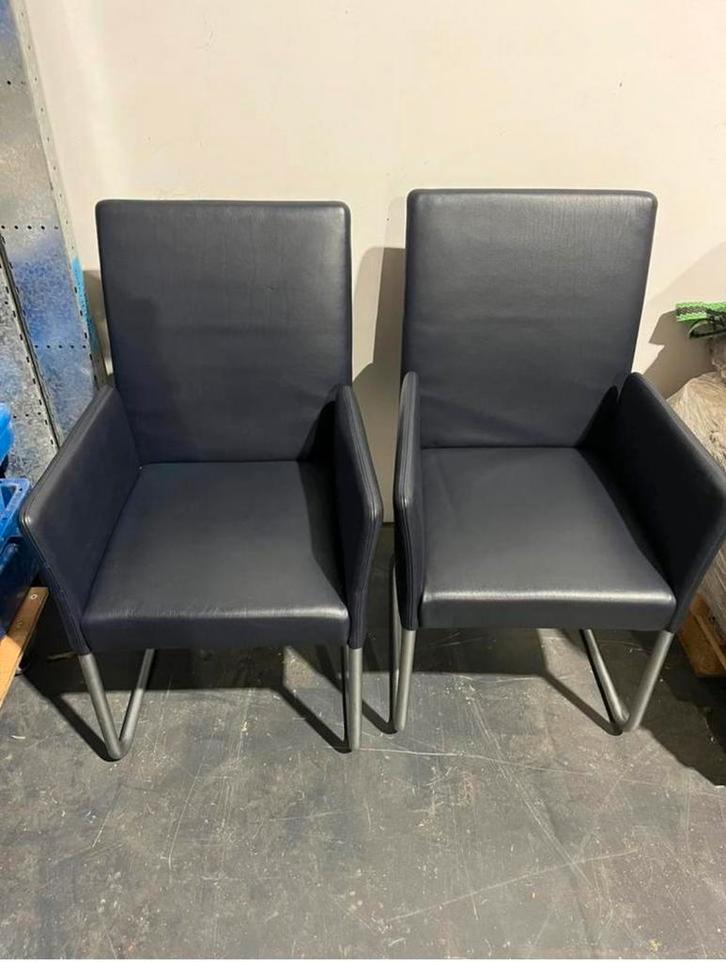 4 Walter Knoll leren stoelen., Huis en Inrichting, Stoelen, Zo goed als nieuw, Metaal, Zwart, Ophalen of Verzenden