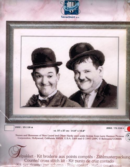 Cado OPRUIMING VERVACO BORDUURPAKKET  LAUREL  & HARDY, Hobby en Vrije tijd, Borduren en Borduurmachines, Nieuw, Borduurpakket