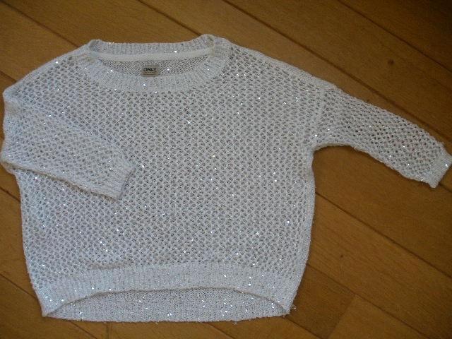 ONLY trui wit met zilveren pailletten maat S, Kleding | Dames, Truien en Vesten, Zo goed als nieuw, Maat 38/40 (M), Wit, Ophalen of Verzenden