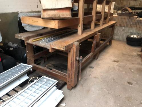 Grote Houten werkbank vintage, Doe-het-zelf en Verbouw, Werkbanken, Gebruikt, Bankschroef, Ophalen
