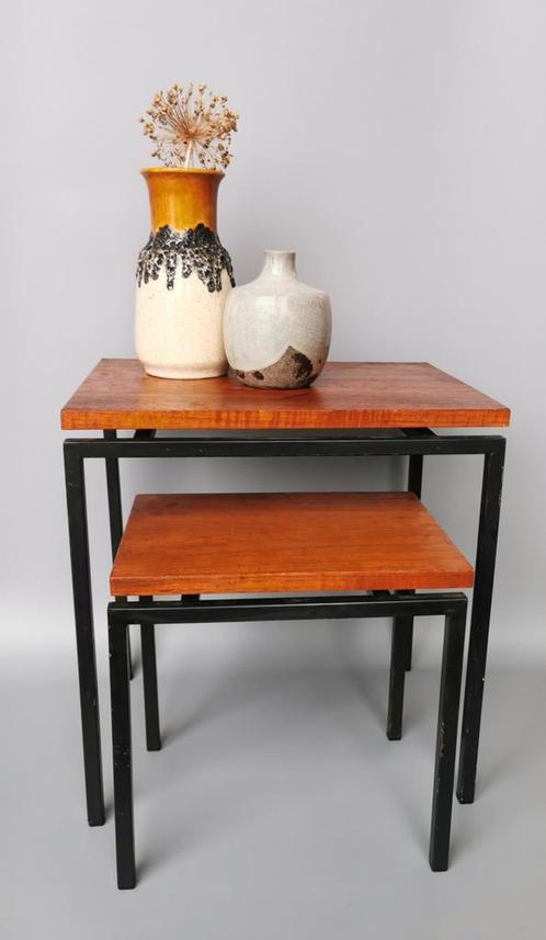 Stiemsma set van 2 bijzettafels retro vintage mid century de, Antiek en Kunst, Kunst | Designobjecten, Ophalen of Verzenden