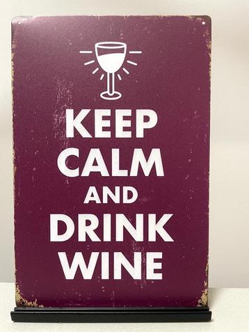 Keep Calm Drink Wine metalen tekstbord (Old Look) beschikbaar voor biedingen