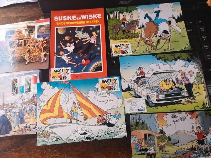 Maximumkaarten Suske en Wiske + Koning, Postzegels en Munten, Brieven en Enveloppen | Buitenland, Briefkaart, Verzenden