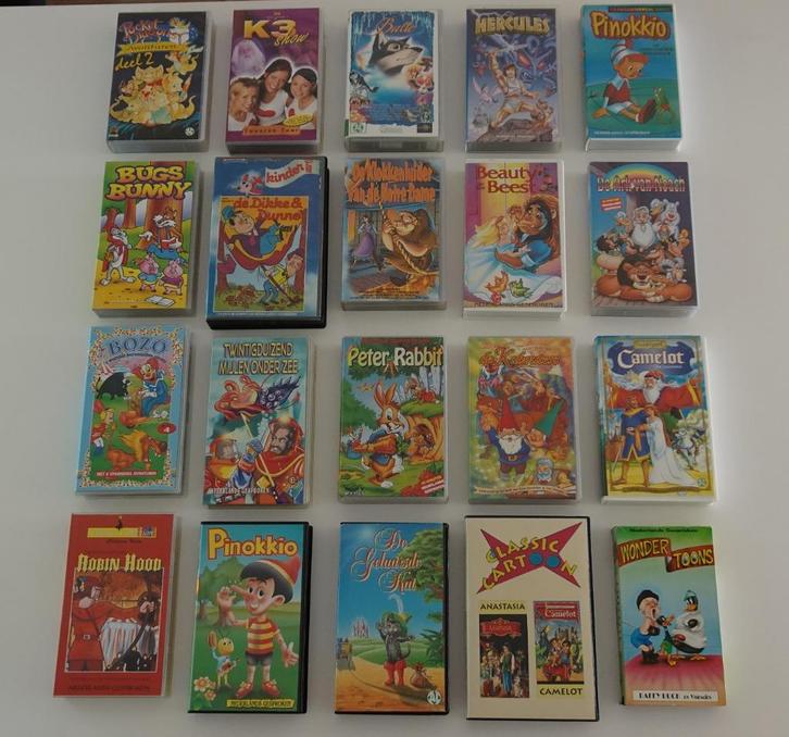 20 Tekenfilms voor Kinderen op Videoband, Cd's en Dvd's, VHS | Kinderen en Jeugd, Zo goed als nieuw, Ophalen