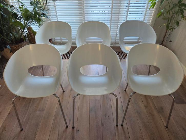 6 eetkamerstoelen waarvan 2 Sintesi Orbit design kuipstoelen, Huis en Inrichting, Stoelen, Gebruikt, Vijf, Zes of meer stoelen