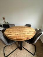 Mango houten eettafel rond, Huis en Inrichting, Tafels | Eettafels, 100 tot 150 cm, Rond, Vier personen, Zo goed als nieuw