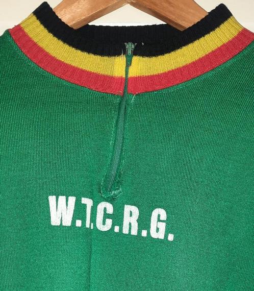 vintage Wollen Retro wielrenshirt groen wit maat 4, Fietsen en Brommers, Fietsaccessoires | Fietskleding, Nieuw, Dames, Heren
