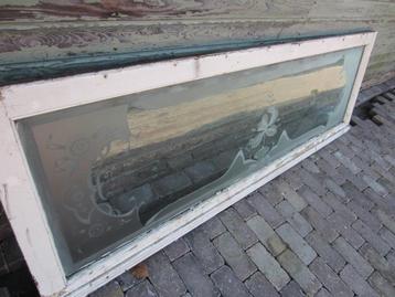 56hx205br glasplaat prachtig ge-etst glas art nouveau beschikbaar voor biedingen