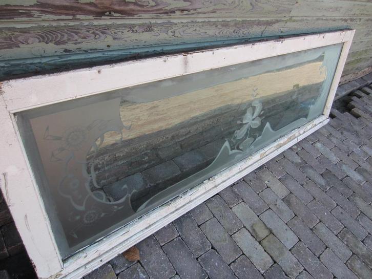 56hx205br glasplaat prachtig ge-etst glas art nouveau, Huis en Inrichting, Woonaccessoires | Overige, Zo goed als nieuw, Ophalen