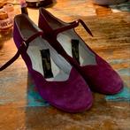 Vintage Red Velvet Hak Schoenen Maat 40, Ophalen of Verzenden, Schoenen met hoge hakken, Gedragen, Rood