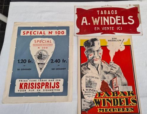 Tabak A. Windels Mechelen, Krisistabak voor pijp en sigaret, Verzamelen, Merken en Reclamevoorwerpen, Gebruikt, Reclamebord, Ophalen of Verzenden
