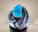 Grote NAVAJO zilver turquoise prayer fan ring Maat 22/22,5!, Sieraden, Tassen en Uiterlijk, 20 of groter, Verzenden, Ssiesvintagesieraden@gmail.com