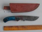 Handgesmeed Damast mes met lederen schede. HS822., Ophalen of Verzenden, Nieuw