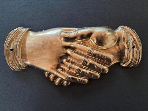 Gouden handdruk handen schudden vriendschap vrede, Antiek en Kunst, Curiosa en Brocante, Ophalen of Verzenden