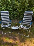 Degelijke kampeerstoelen blauw/wit, Caravans en Kamperen, Kampeermeubelen, Ophalen, Gebruikt, Campingstoel